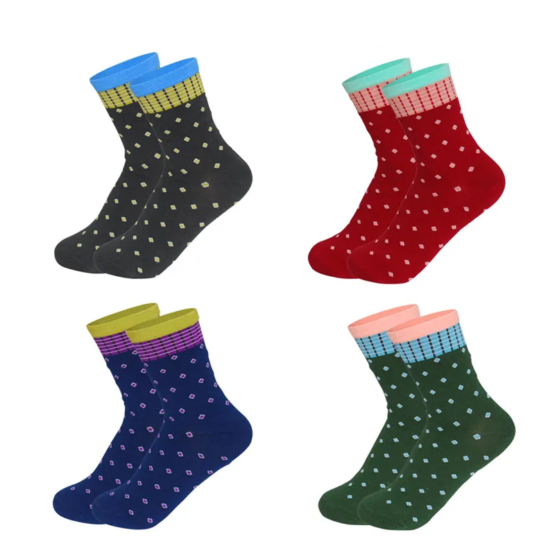 4 пары в полоску и горошек Для женщин носки Винтаж теплая зима Для женщин Happy Socks