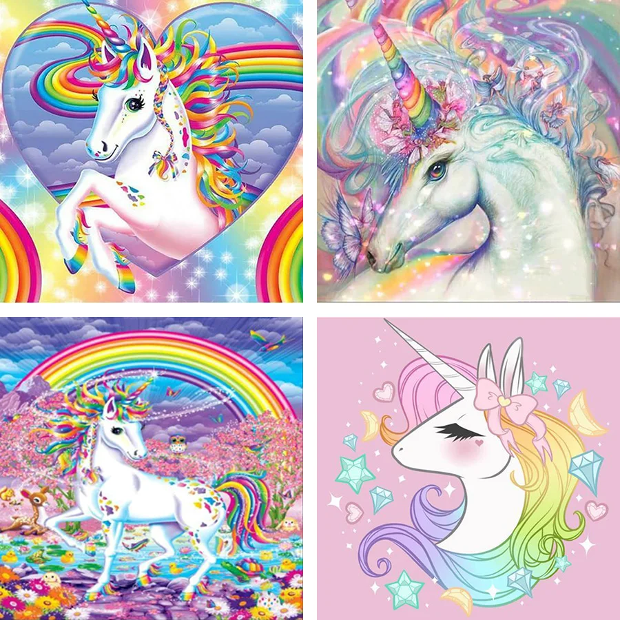 Homhol Persegi Bulat Bor 5d Diy Diamond Lukisan Rainbow Unicorn Hewan Bordir Cross Stitch Mosaik Rumah Dekorasi Hadiah Berlian Lukisan Cross Stitch Aliexpress