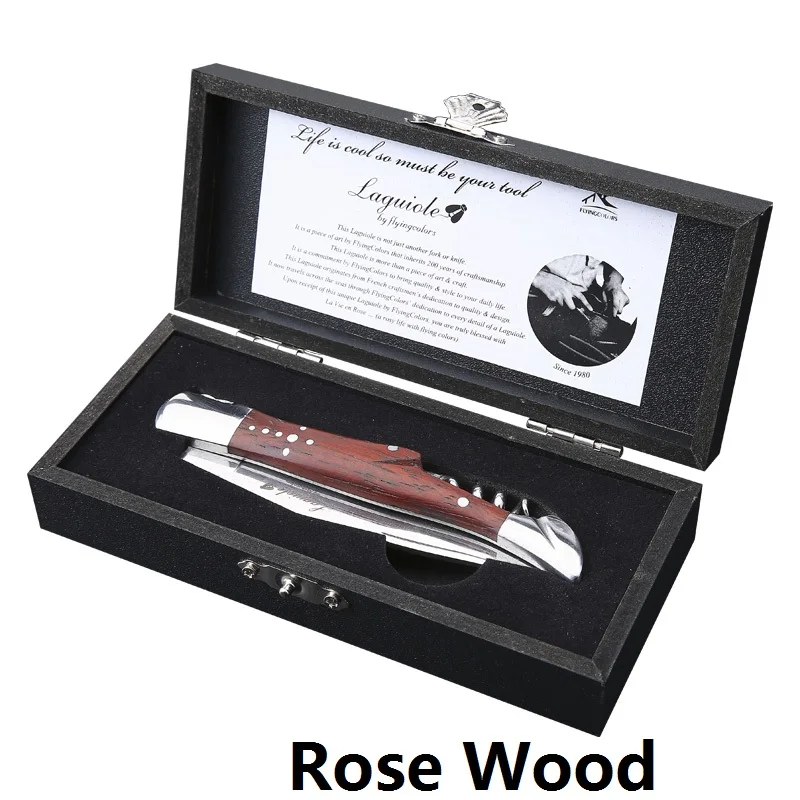 Rosewood Handle Штопор из нержавеющей стали, штопор, штопор для вина, деревянная ручка, нож для вина, свадебные портативные карманные ножи, пивная банка, винные аксессуары в подарочной коробке - Цвет: Rosewood Handle