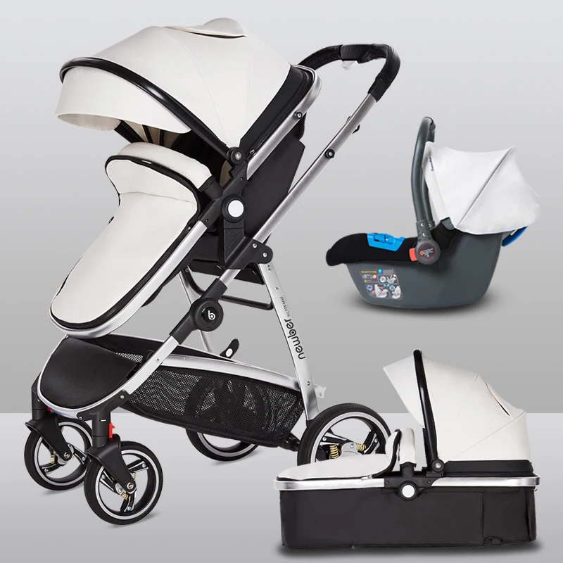 Коляска может сидеть и лежать светильник и легко складывать портативная детская коляска Двусторонняя коляска для новорожденных - Цвет: white