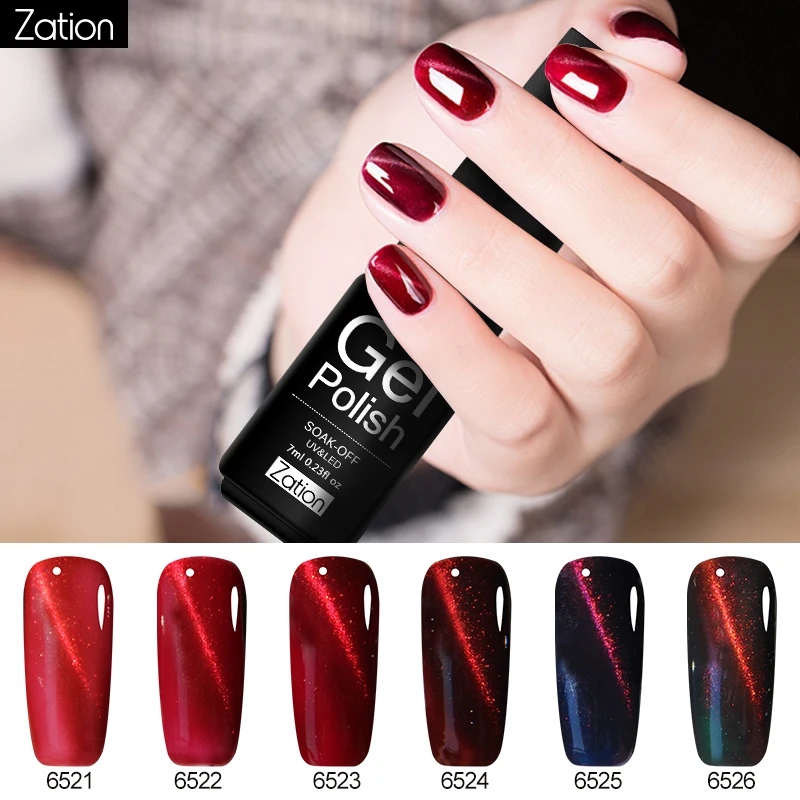 

Zation 2019 Lacquer Magnet Metal 3D Red Cat Eyes 7ml UV Permanent Glitter UV Gel Varnish Long Lasting Soak Off Gel Nail Polish