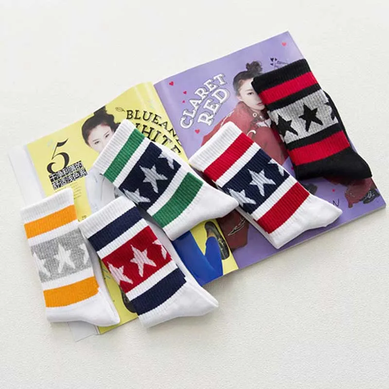 Носки женские новые модные женские хлопковые носки 1 пара полосатые звезды красочные стиль школьницы повседневные корейские женские носки женские