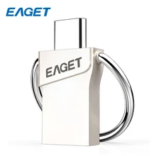 EAGET Type-C USB 3.0 Flash Disk 32GB Mini Memory Stick Pen Drive 16GB Metal USB Flash Drive 64GB For Smart Phone Laptop CU66