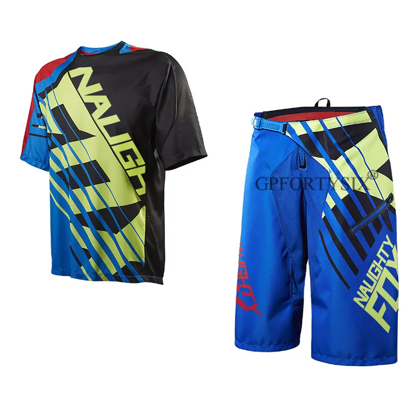 NEW NAUGHTY FOX Summer Men Motocross Gear Combo Bicycle Mountain Bike Off-road DH Cycling Suit Shorts& Jersey