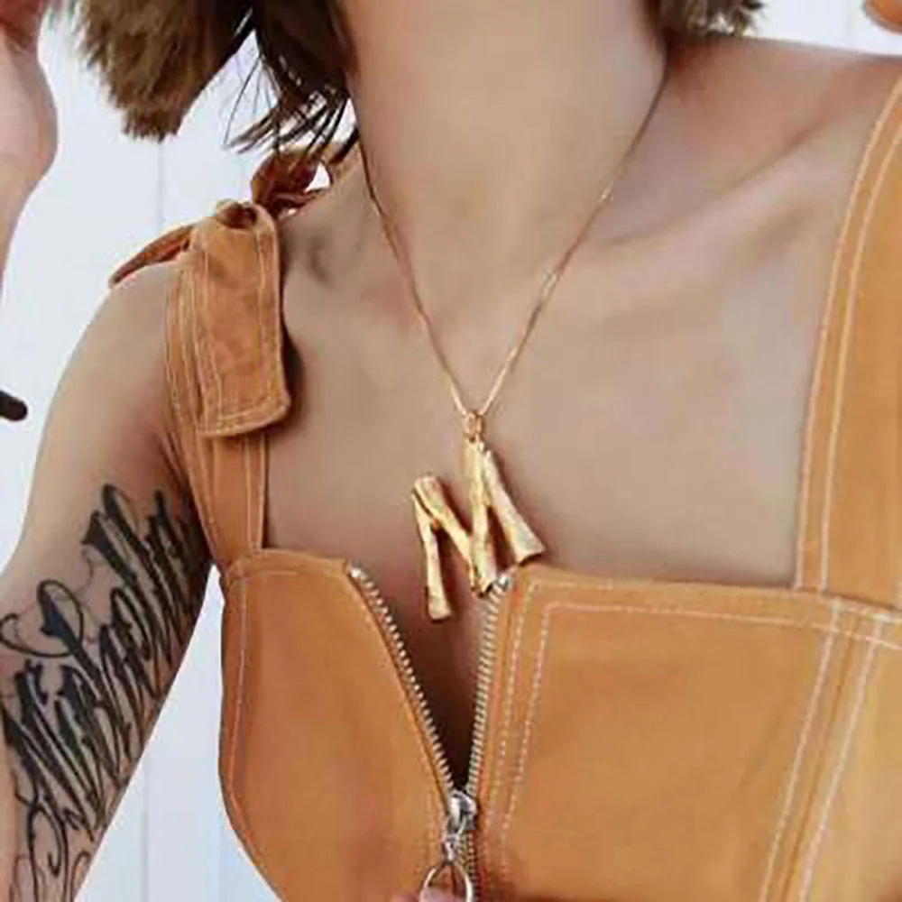 

New Big Letter Necklace Women Statement Gold Color Alphabet Long Necklace Hyperbole Jewelry Bestfriend Gifts Pendants Bijoux