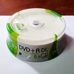 Бесплатная доставка 25 шт. белый струйный печати 8X DVD + R DL двойной слои записываемый диск Media 8,5 ГБ DVD