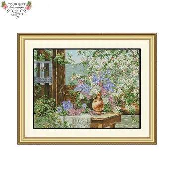 

Joy Sunday H700 14CT 11CT Stamped and Counted Home Decoration Flowers Full Of Garden Flowers Embroidery Cross Stitch