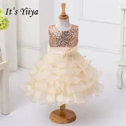 Это yiiya Мода Pleat драпированные для девочек в цветочек платья Bling блестками девушки платье О-образным вырезом Танк платье принцессы L082