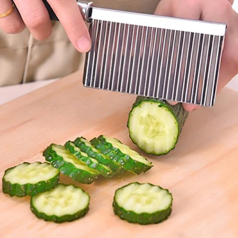 

3 PCS Kitchen Cooking Tool Stainless Steel Vegetable Fruit Wavy Cutter Potato Cucumber Carrot Waves Cutting Slicer