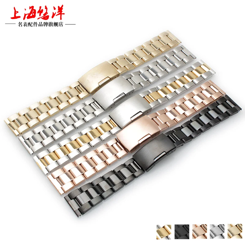 

New High Quality Watch Band Women Men 20mm 21mm 22mm 23mm Buckle Silver Stainless Steel Watch Band Strap Straight End Bracelet