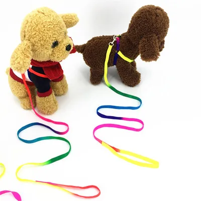 

Pet supplies colorful traction rope dog rope small dog traction chest back Durable Nylon Rainbow Pet Dog Leash Walking Traini