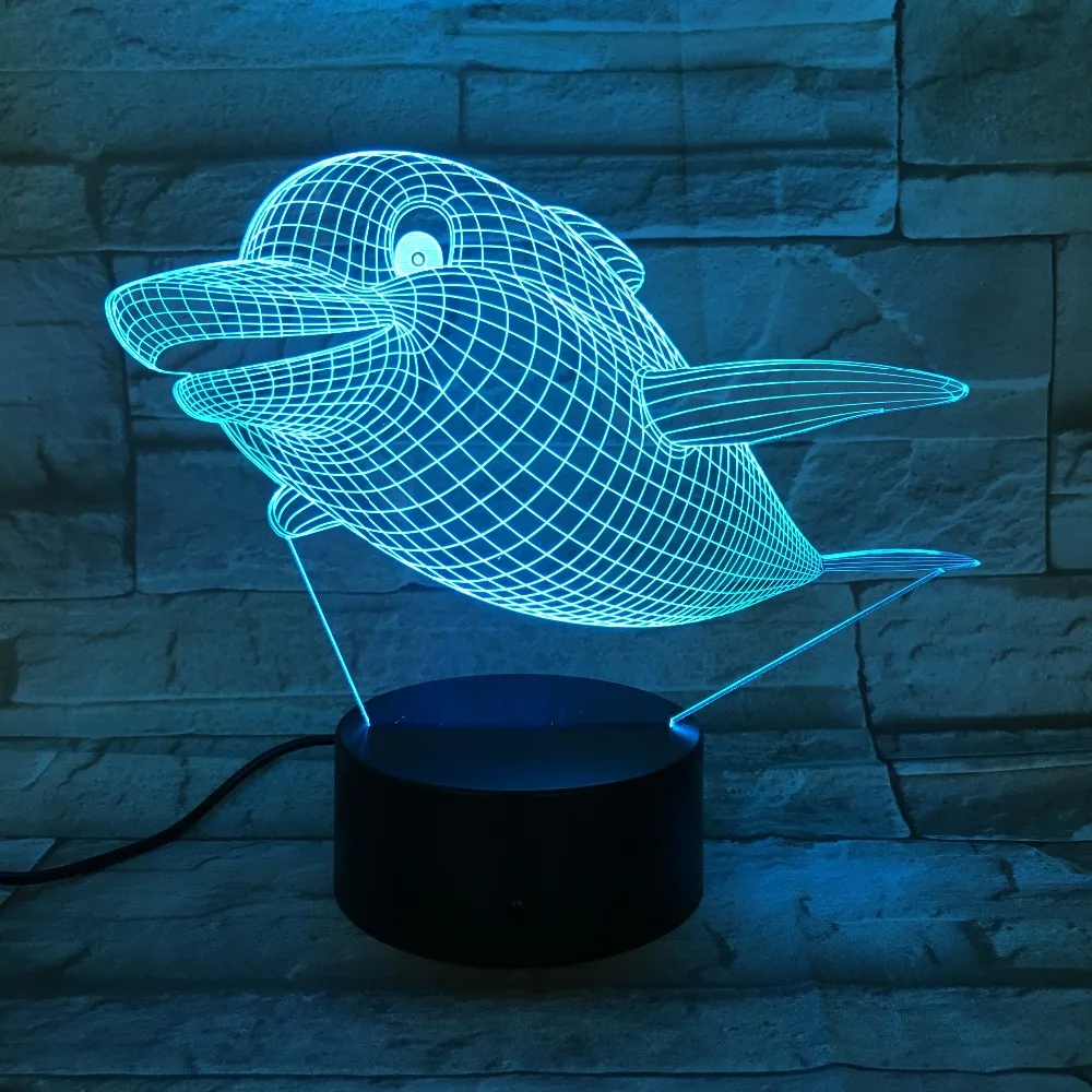 

Cute Dolphin Whales 3D Acrylic Night Light USB Sleep Light Fixture 3AA Battery Power Table Lamp Bedroom Decor Kids Gift GX-670