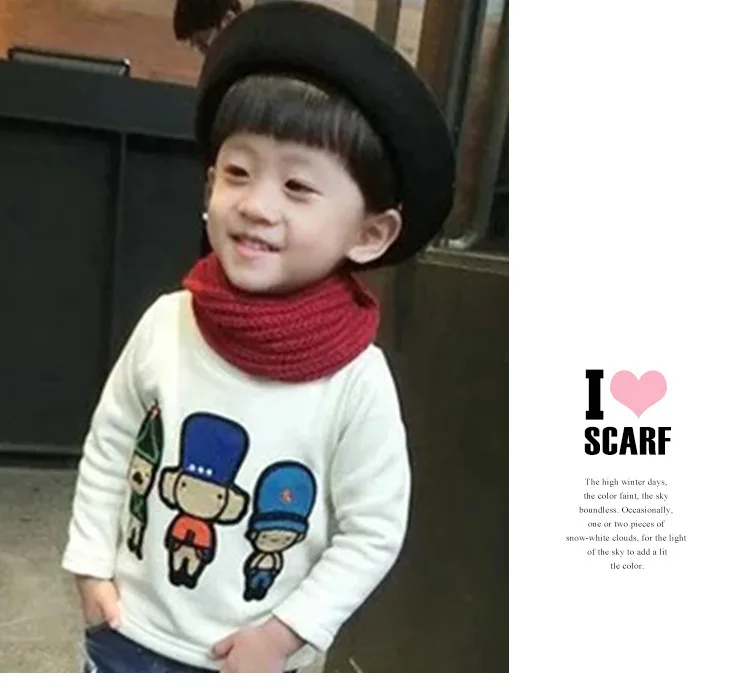 Корейский вариант для мужчин и женщин, детский осенне-зимний платок шарф, утолщенный теплый чистый цвет, вязаный воротник, красивый