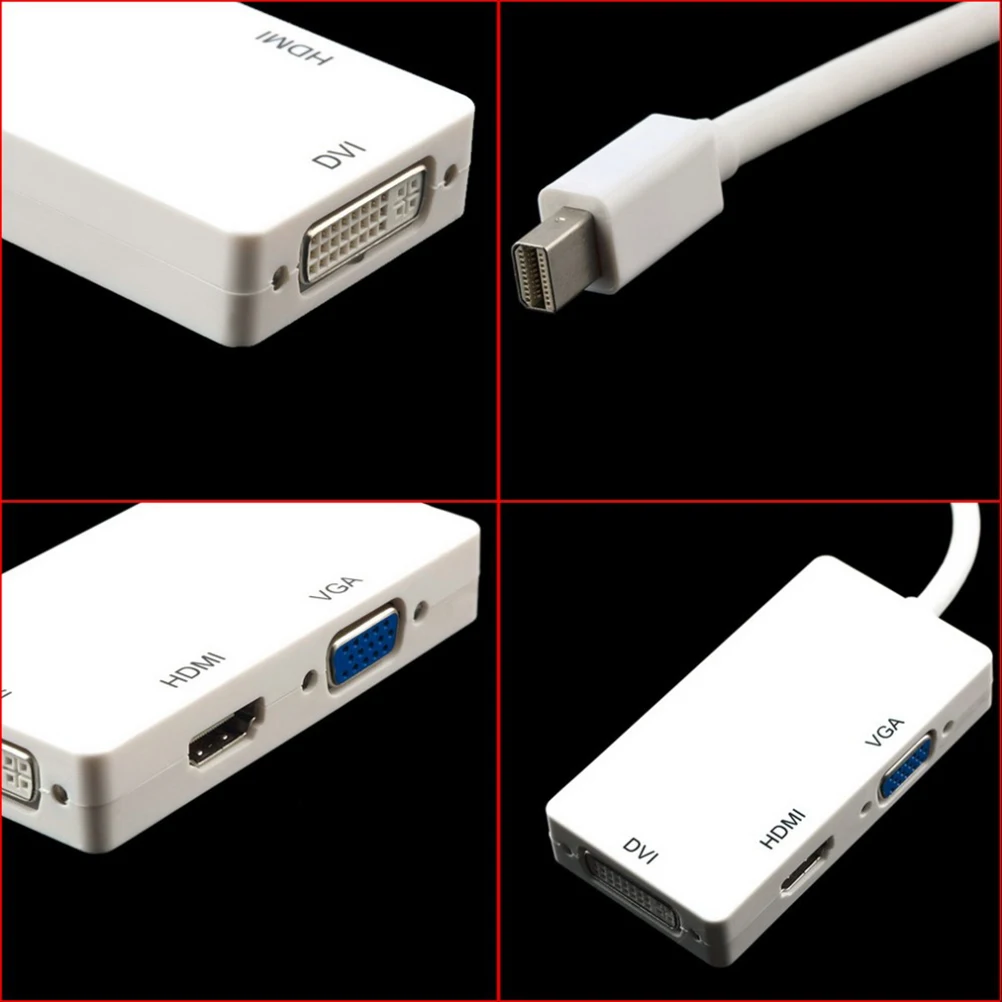 ГМДИ конвертер мини 1080 P Дисплей Порты и разъёмы Thunderbolt к DVI, VGA, HDMI 3 в 1 конвертер адаптер для Apple Mac книги про воздуха IMAC