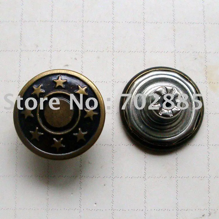 Free shipping Brass Star jean buttons eight stars design 17mm antique