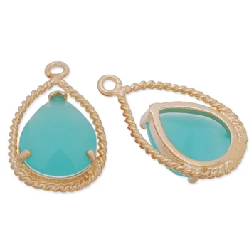 

5pcs Gold Tone Frame Druzy Gem Connector, Gemstone Pendant Charms Pendant Findings -C4155