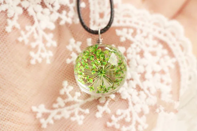 Кулон &quotЦветок в стеклянном шаре&quot на шнурке|chain pendant|necklace longflower necklace |