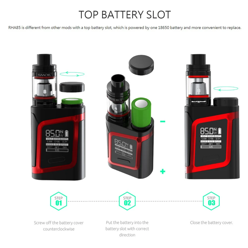 Электронная сигарета оригинальный Smok RHA 85 Вт Комплект Электронный вейп мод с 3 мл