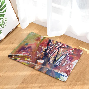 

Nordic INS style printed door mat Big tree cartoon carpet plant mat bedroom door bed covered with blanket