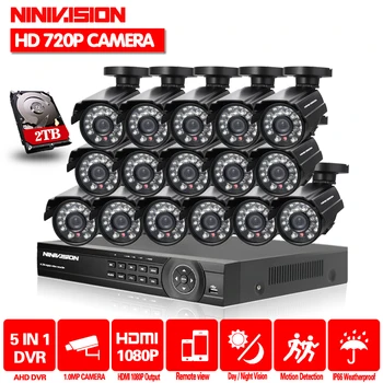 16CH 1080 P HDMI DVR 2000TVL 720 P HD наружного наблюдения безопасности Камера Системы 16 каналов видеонаблюдения DVR комплект AHD камера комплект 2 ТБ HDD