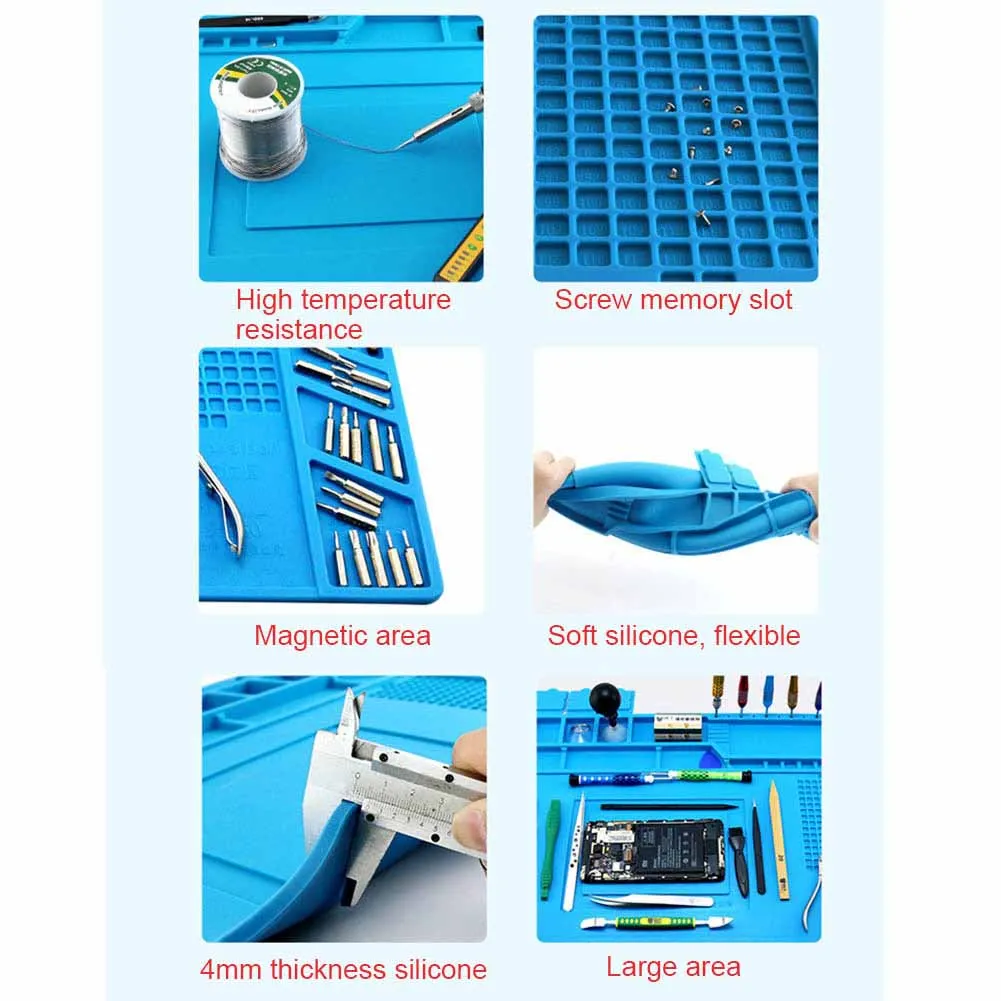 

Silicone Soldering Pad Mat Heat Insulation Maintenance Platform With Magnetic For Repair Station DAG-ship