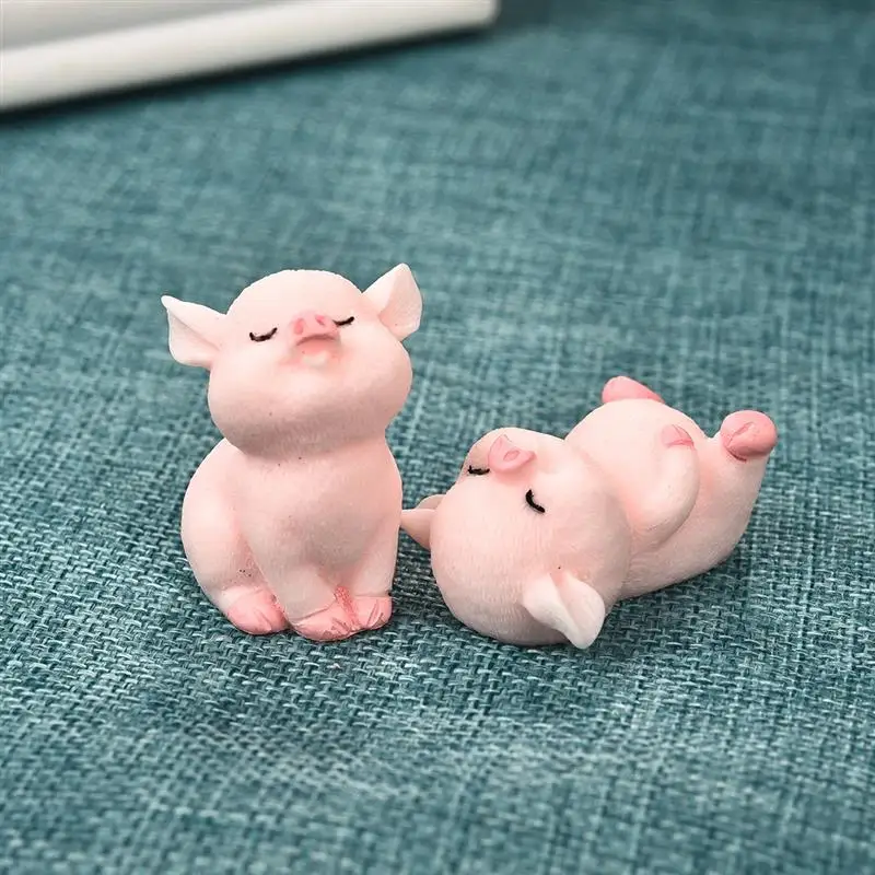 

2pcs/Set Cute Pink Pig Pigs China Korean Model Statue Figurine Crafts Figure Ornament Miniatures Girl Home Room Decoration