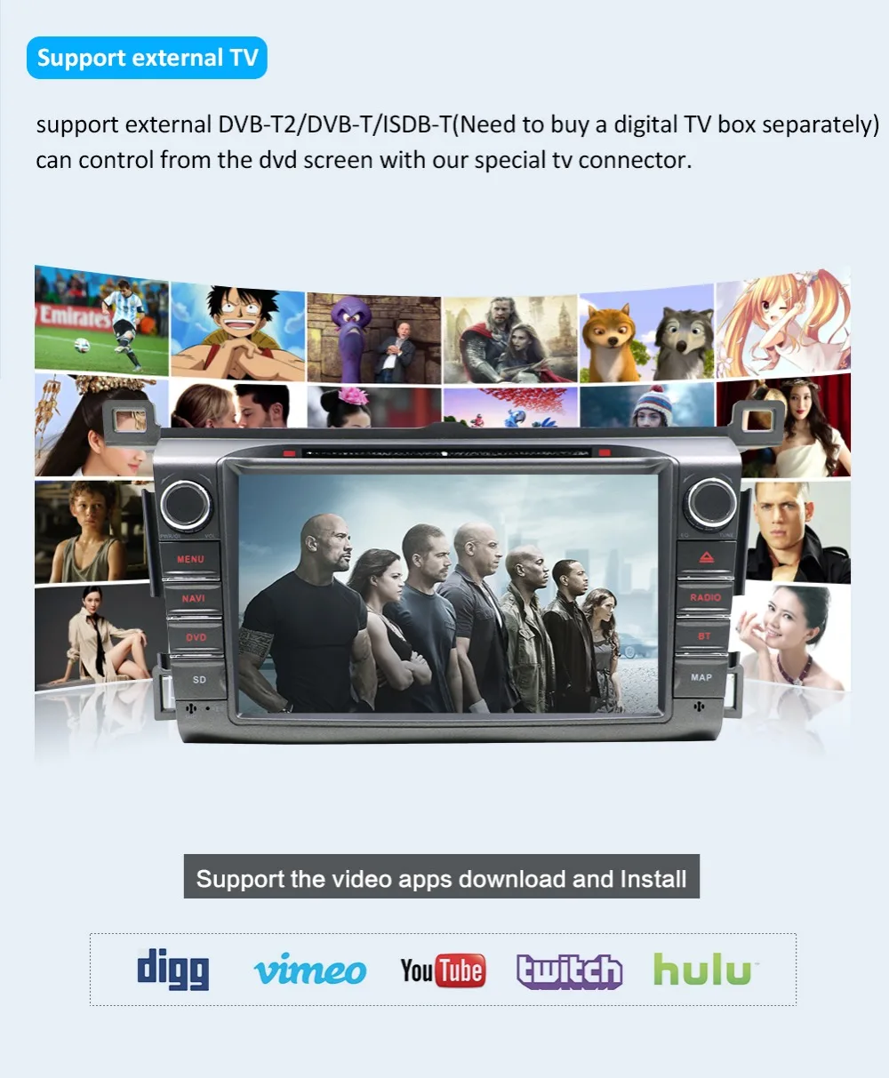 Perfect HD Octa 8 Core 2 din car radio GPS Android 9.0 Car DVD Player For Toyota RAV4 RAV 4 2013 2014 2015 2016 radio cassette recorder 19