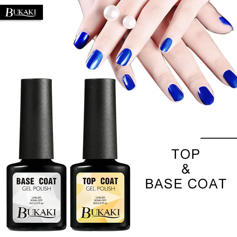 BUKAKI 1pcs/2pcs Sticky Top Base Coat Gel Nail Polish Nail Art UV Gel