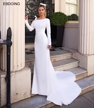 Best Price Vestidos De Novia Elegant Mermaid Wedding Dress Boat Neck Neckline Sexy Backless Bride Dress Plus Size Wedding Party Gown