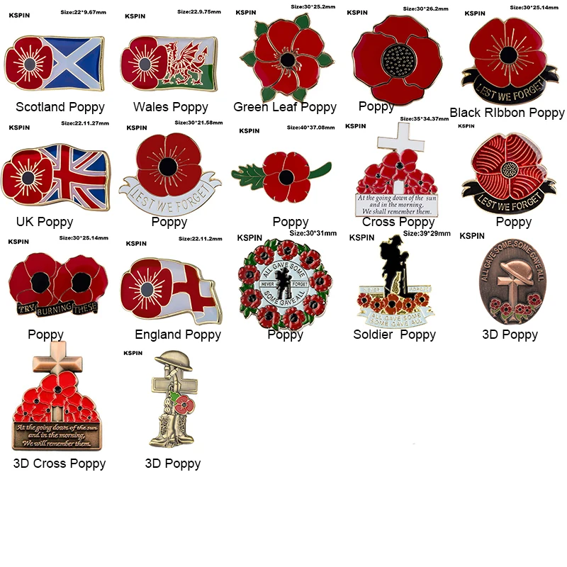 

Red Poppy Badges Lest We Forget Pin Enamel Brooch Metal Remember Them Badge All Gave Some