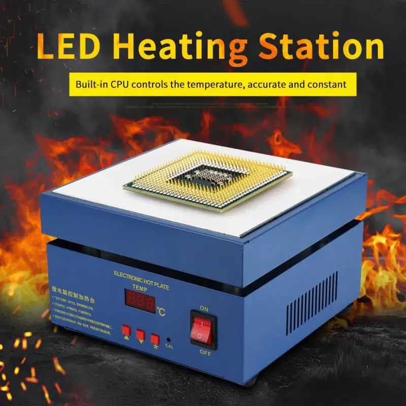 

200*200mm 800W LED Heating Station Microcomputer Electric Heating Plate Preheating Station AC 110/220V
