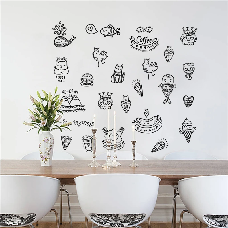creative cartoon animals kitchen wall stickers home decor 50*70cm wall decals diy mural art pvc poster decorations