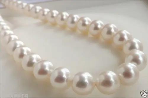 

HUGE AAA 10-11MM PERFECT ROUND SOUTH SEA WHITE PEARL NECKLACE 18"14K