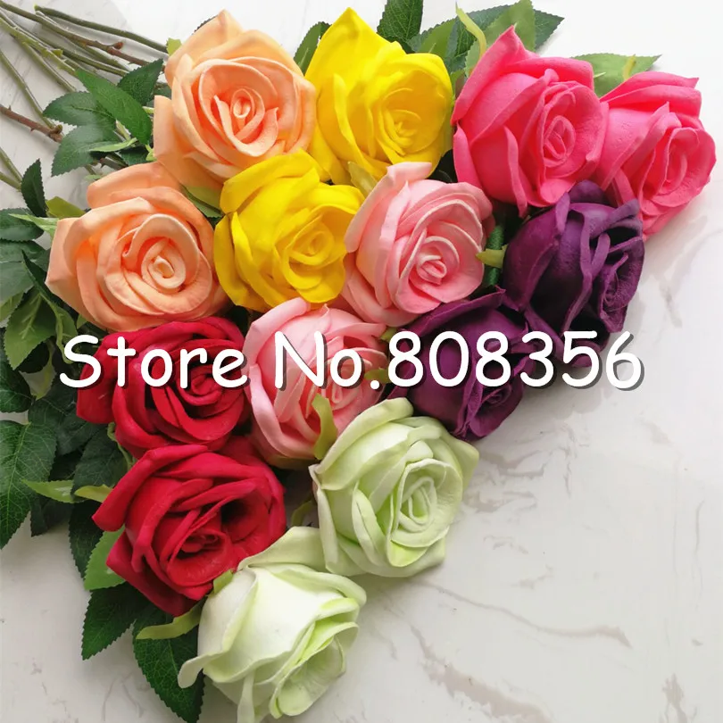 8p настоящие розы, искусственные цветы из искусственной кожи, розовые/красные/синие/зеленые/желтые 60 см для свадебной вечеринки, искусственные декоративные цветы, 7 цветов