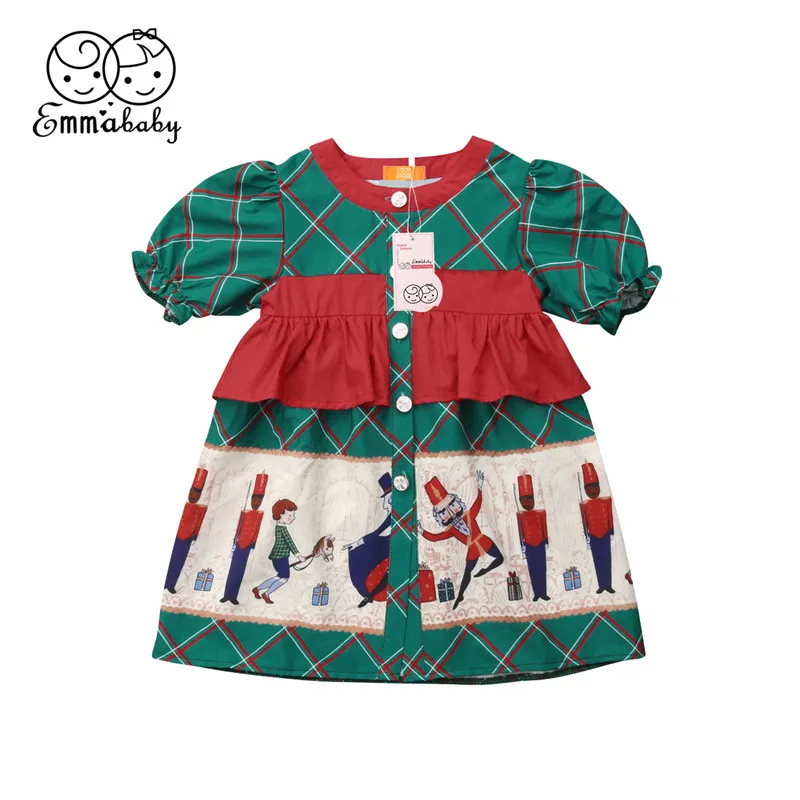 

Toddler Kid Baby Girls Christmas Dresses For New Year 2019 Xmas Cartoon Printed Pageant Party Dresses Children Princess Dress