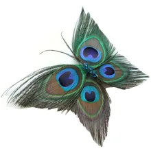 HTHL! Павлин перо заколка для волос бабочка стильный