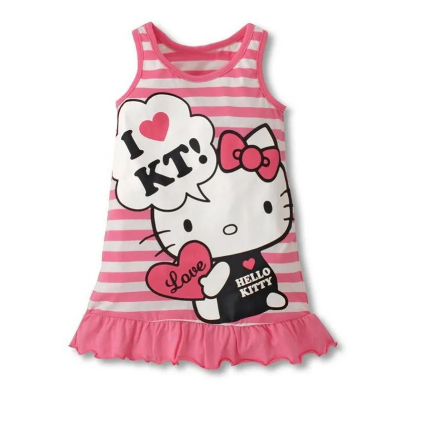

Seartist 2019 New Girls Hello Kitty Dress Princess Kt Dresses for Girl Bebes Summer Clothes Baby Girl Clothes Striped KT Cat 35