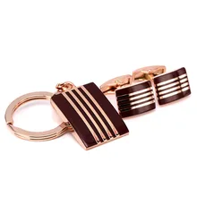 Alta calidad de hombre llavero y gemelos patrón de onda Vintage gemelos oro rosa hombres de manga del estilo del clavo envío gratis