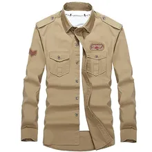 ABOORUN Plus Größe 100% Baumwolle Herren Military Armee Grün Langarm Slim fit Shirt P5074