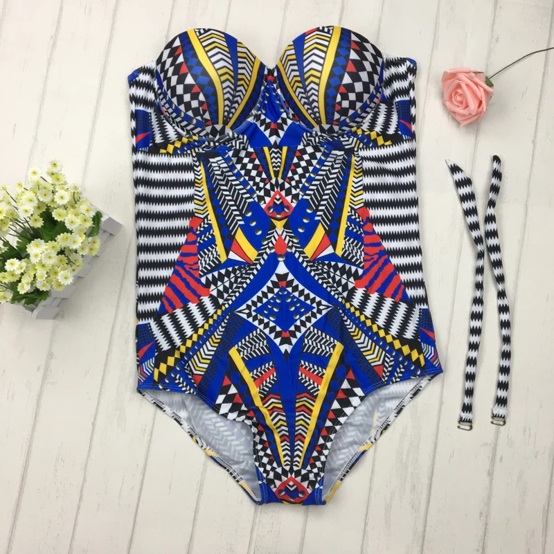 XXL XL Plus Size Swimwear One Piece Swimsuit Women geometry 2016 Swim