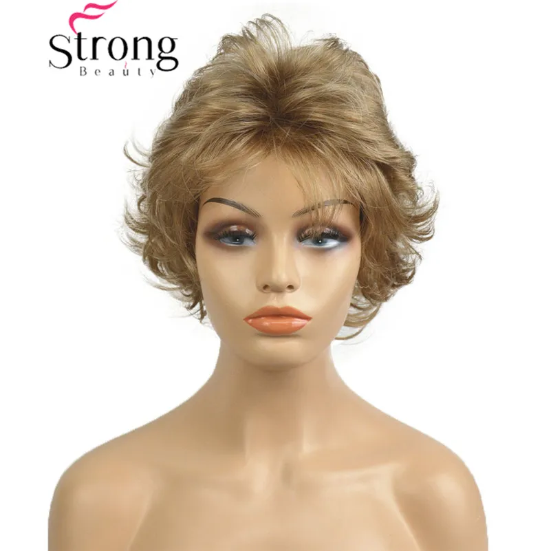 StrongBeauty короткий коричневый волнистый синтетический парик парики для женщин полные парики