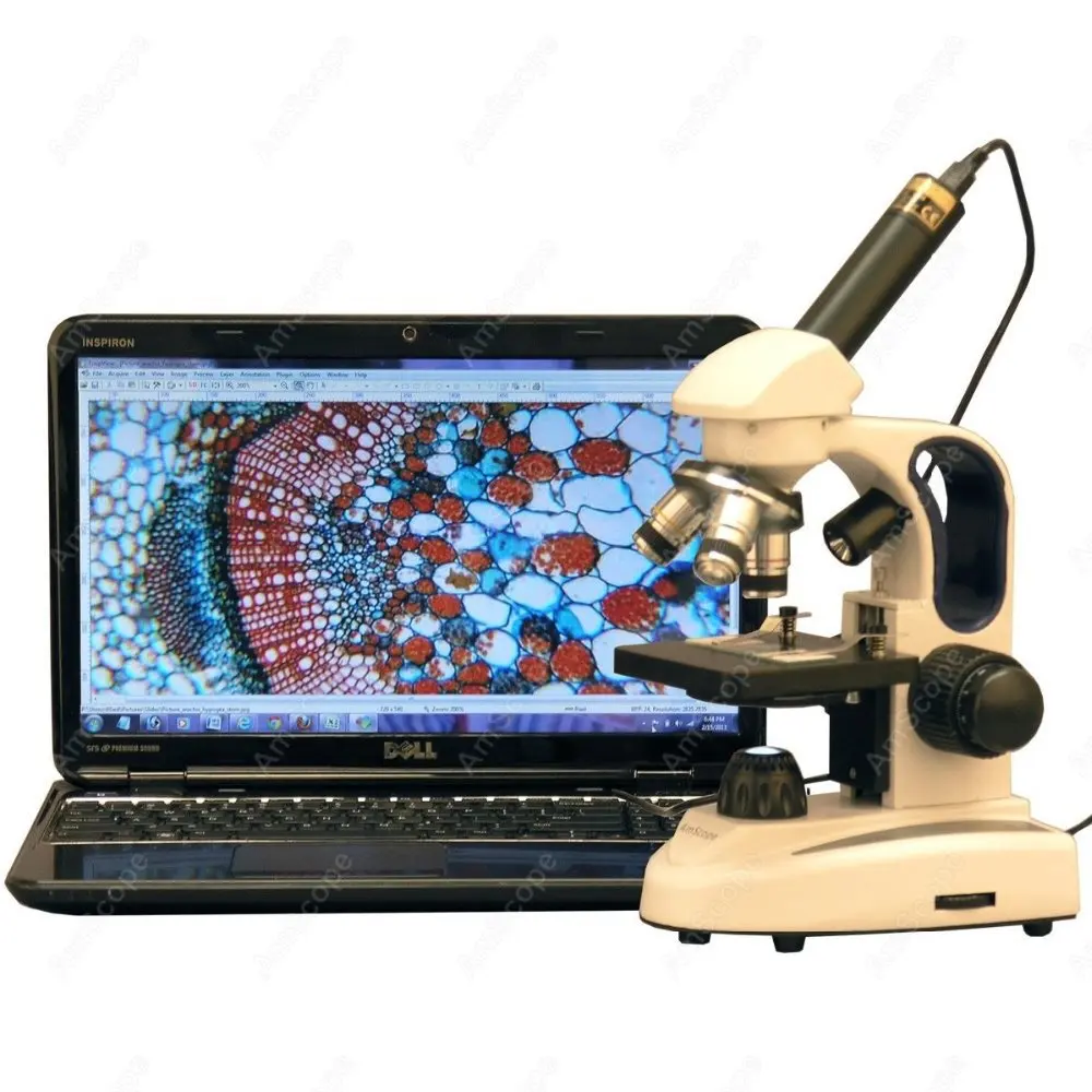 

Lights Compound Microscope--AmScope 40X-1000X Cordless LED Top & Bottom Lights Compound Microscope + USB Camera M158C-2L-E