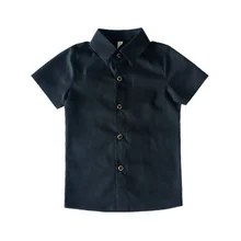 Г. Летняя рубашка для мальчиков; модные детские хлопковые однотонные рубашки с короткими рукавами для мальчиков; Детские официальные рубашки для свадебной вечеринки; красивая одежда