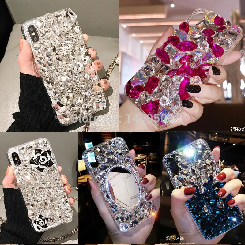 

For HuaWei Honor 9 10 lite 7A 7C 8C 7X 8X Max Handmade Luxury Big Rhinestone Case Diamond Cover Crystal Girl Phone case