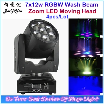 

New 7x12w RGBW Wash Beam Zoom LED Mini Moving Head Light 7pcs Quad Color Led Moving Head Wash Zoom DJ Disco Light