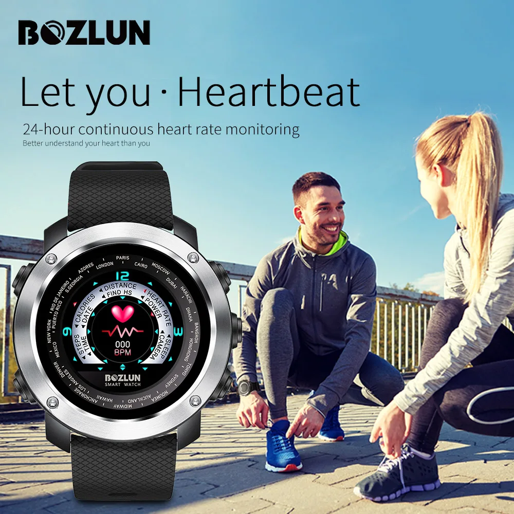 Fashion Men's Smart Watch for iPhone Android with Heart Rate Monitor Pedometer Sleep Track Colorful Screen Dual Face Display W30