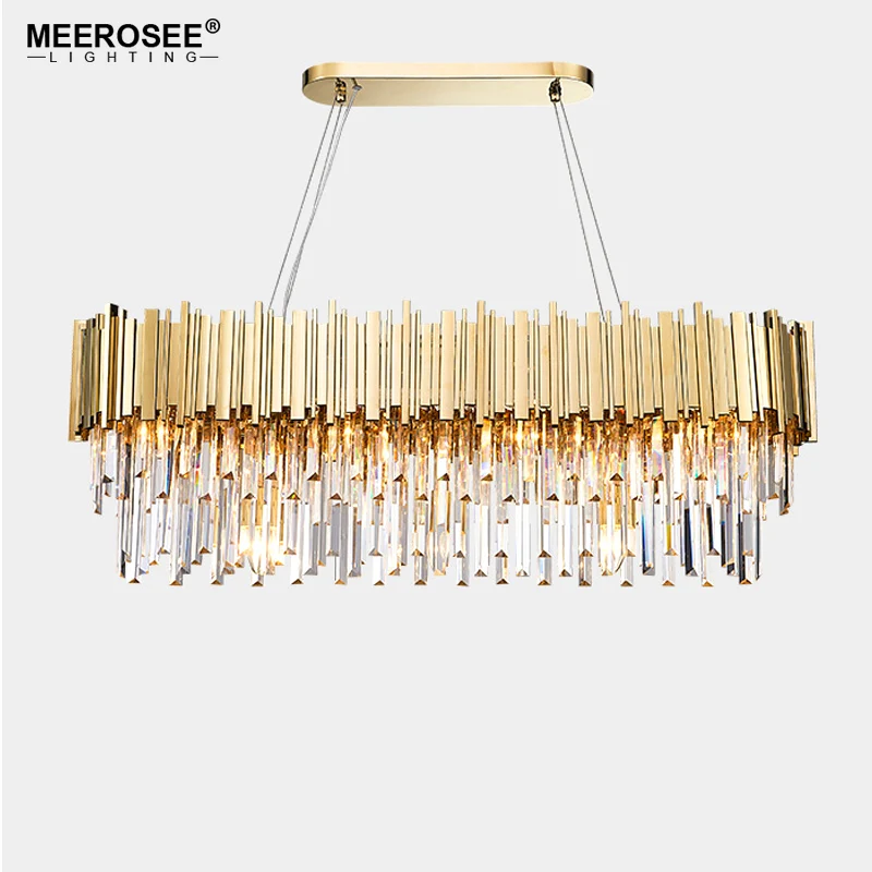 

New Arrival Crystal Chandelier Light Gold Rectangle Lighting Fixtures Lustres Luminaire for Dining Living room Hotel Lamp