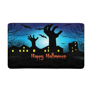 

Halloween Night Haunted House Bats Anti-Slip Door Mat Home Decor, Personalized Indoor Entrance Doormat Rubber Backing