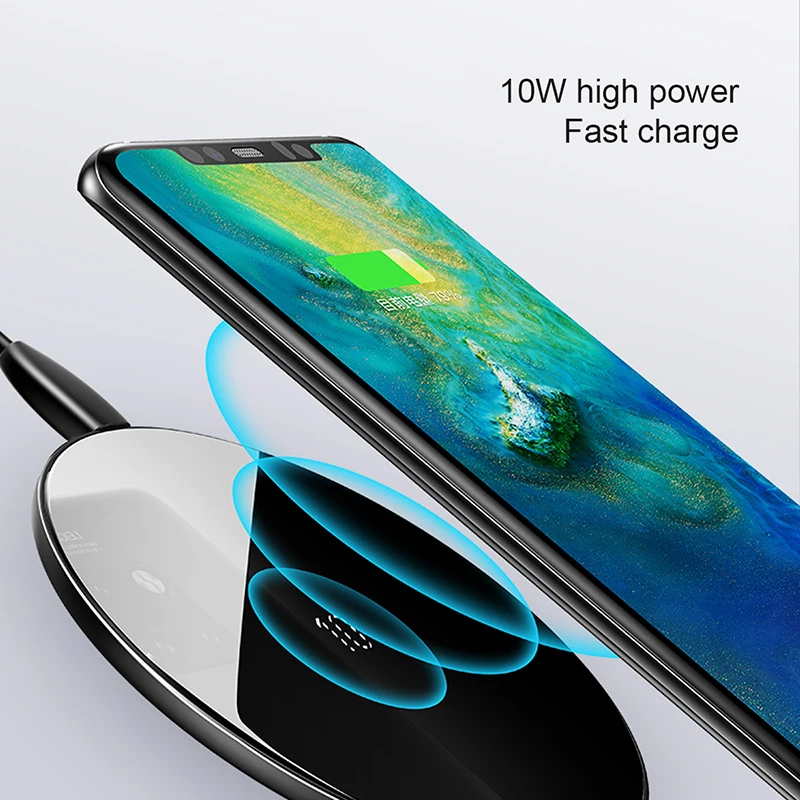 Зеркальное Быстрое беспроводное зарядное устройство Baseus 10 Вт Qi для iPhone XS Samsung
