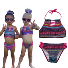 Новинка года; комплект из двух предметов для маленьких девочек; купальный костюм в полоску для малышей; купальный костюм; детский купальник; комплект бикини